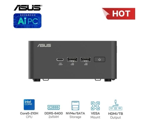PC Asus RNUC15CRHC500000I (Intel® Core™ 5 210H/ 16GB DDR5/ 512GB SSD/ No OS)